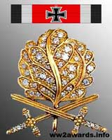 Golden oak leaves with swords and diamonds to the Knight's Cross photo