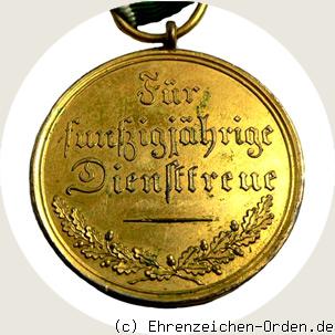 Goldene Medaille für 50 Jahre Diensttreue (Anhalt-Bernburg) R&uuml;ckseite