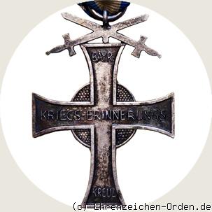 Bayerisches Kriegserinnerungs-Kreuz 1914/18 mit Schwertern R&uuml;ckseite