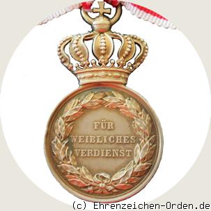 Goldene Medaille für weibliches Verdienst mit Krone 1907 R&uuml;ckseite