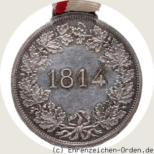 Kriegsdenkmünze für Offiziere und Soldaten aus dem Gebiet der Stadt 1814 R&uuml;ckseite