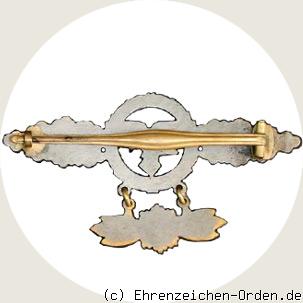 Frontflugspange für Transport-und Luftlandeflieger in Gold mit Sternanhänger R&uuml;ckseite