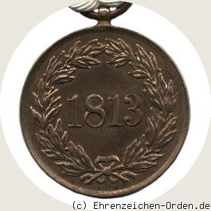 Kriegsdenkmünze für die Freiwilligen von 1813 R&uuml;ckseite