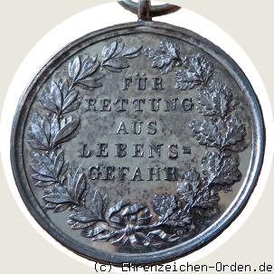 Rettungsmedaille Für Rettung aus Lebensgefahr R&uuml;ckseite