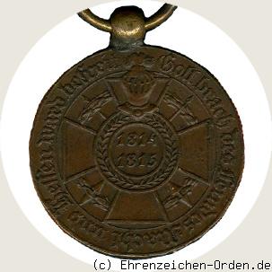 Kriegsdenkmünze 1814-1815 Kämpfer R&uuml;ckseite