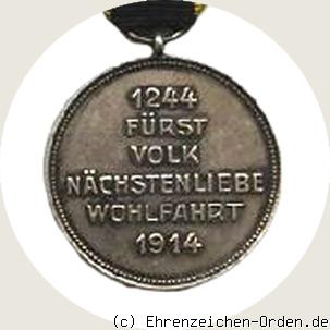 Orden Stern von Brabant Silberne Medaille 1914 R&uuml;ckseite