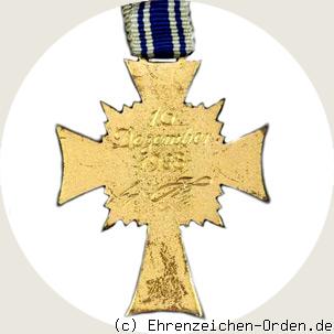 Ehrenkreuz der deutschen Mutter 1.Stufe Gold (2.Form) R&uuml;ckseite