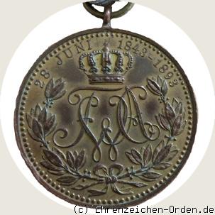 Medaille zur Goldenen Hochzeit 1893 in Bronze R&uuml;ckseite