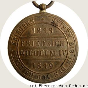 Hohenzollern Denkmünze für Kämpfer 1848-1849 R&uuml;ckseite