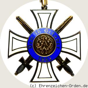 Königlicher Kronen-Orden Kreuz 1. Klasse mit Schwertern 1916 – 1918 R&uuml;ckseite