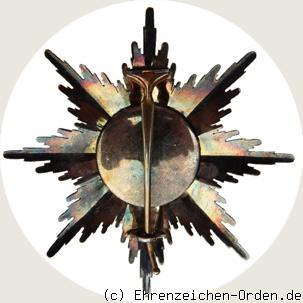 Königlicher Kronen-Orden Bruststern zur 1. Klasse mit Schwertern 1869-1916 R&uuml;ckseite