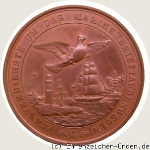 Bronzene Medaille für Verdienste um das Marine-Brieftaubenwesen 1894 R&uuml;ckseite