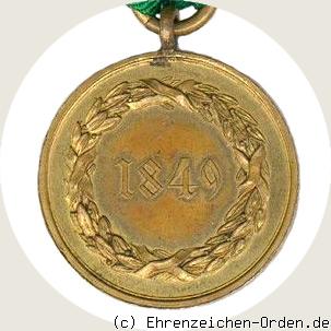 Erinnerungsmedaille für Teilnehmer am Feldzug 1849 R&uuml;ckseite
