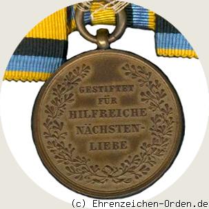 Bronzene Carola-Medaille mit Bandspange für Frauen 1915 R&uuml;ckseite