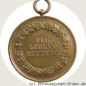 Bronzene Medaille für Lebensrettung  6. Modell 1905 R&uuml;ckseite