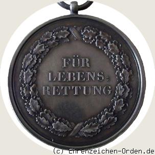 Silberne Medaille für Lebensrettung  4. Modell 1874 R&uuml;ckseite