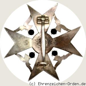 Spanienkreuz Silber ohne Schwerter R&uuml;ckseite