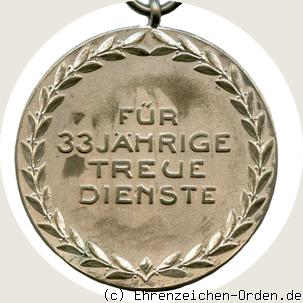 Silbernes Feuerwehr-Ehrenzeichen des Landesfeuerwehrverbandes Thüringen für 33 Jahre R&uuml;ckseite