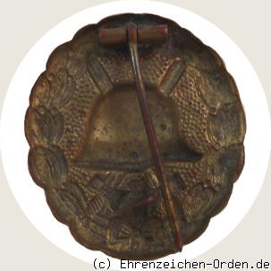 Verwundetenabzeichen für die Armee und Kolonialtruppen 1918 in Gold R&uuml;ckseite