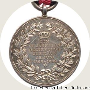 Silberne Erinnerungsmedaille zum 25. Regierungsjubiläum König Karl 1889 R&uuml;ckseite